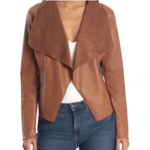 Bagatelle Draped Faux Leather Jacket Sz XL